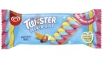 Landscape image of pink and blue Twister Peel-a-Blue lolly