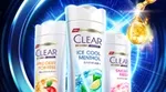 White bottles of Clear anti-dandruff shampoo. Unilever’s Clear shampoo uses ingredients such as niacinamide to treat dandruff